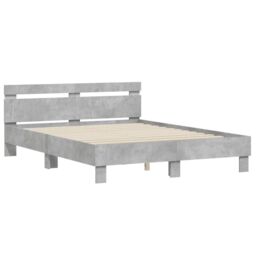 Berkfield Home Bed Frame with LED without Mattress Concrete Grey 150x200 cm King Size - thumbnail 6