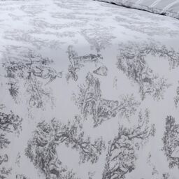 Velosso Toille Duvet Cover & Pillowcase Set with Printed Cotton Bl in Grey - Size: Double - thumbnail 3