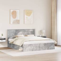 Berkfield Home Bed Frame with Headboard Concerte 180 x 200 cm Solid Pine Wood in Grey - thumbnail 3
