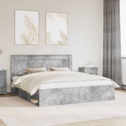 Berkfield Home Bed Frame with Headboard Concerte 180 x 200 cm Solid Pine Wood in Grey - thumbnail 1