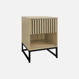 sweeek Pair Of Contemporary Bedside Tables With Wood Decor in Light Brown - thumbnail 2
