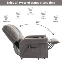 Merax Electric Rise & Recliner Chair with Heated Massage & Stand Assist in Grey - thumbnail 8