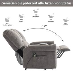 Merax Electric Rise & Recliner Chair with Heated Massage & Stand Assist in Grey - thumbnail 9