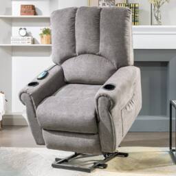 Merax Electric Rise & Recliner Chair with Heated Massage & Stand Assist in Grey - thumbnail 4