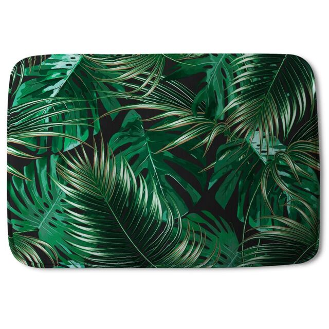 Benjamin Tate Design Tropical Leaves on Black Designer Bathmat in White - image 1