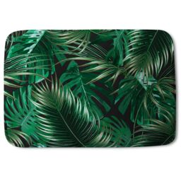 Benjamin Tate Design Tropical Leaves on Black Designer Bathmat in White - thumbnail 1