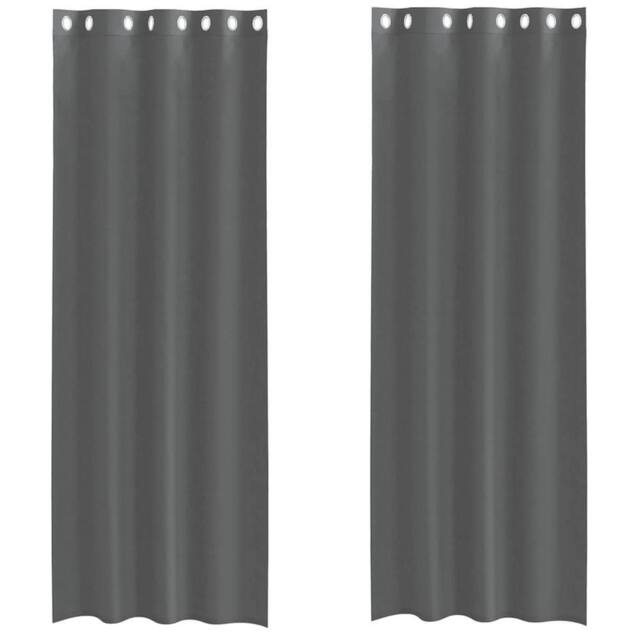 Berkfield Home Voile Curtains with Grommets 2 pcs Dark Grey 140x300 cm - image 1