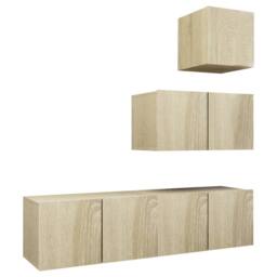 Berkfield Home 4 Piece TV Cabinet Set Sonoma Oak Engineered Wood in Light Tan - thumbnail 1