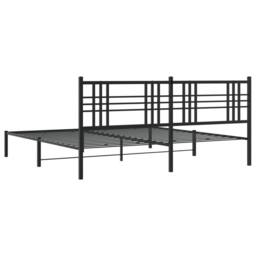 Berkfield Home Metal Bed Frame without Mattress with Headboard Black 193x203cm - Size: 193x203 cm - thumbnail 6