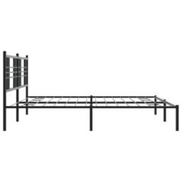 Berkfield Home Metal Bed Frame without Mattress with Headboard Black 193x203cm - Size: 193x203 cm - thumbnail 5