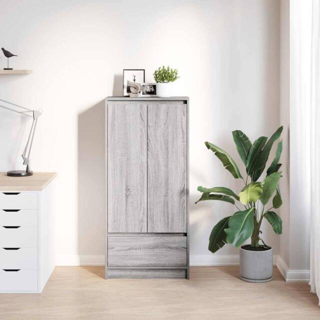 Berkfield Home Durable Cabinet with Drawer Grey Sonoma 55.5x34x119.5 cm Engineer - image 1