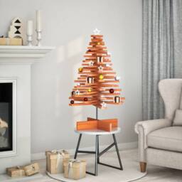 Berkfield Home Wooden Christmas Tree for Decoration Wax Brown 100 cm Solid Wood Pine