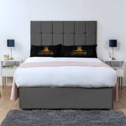 UK Bed Furniture Florence Divan Bed with 2 Drawers Foot End & 26 Inch headboard in Charcoal - Size: King - thumbnail 2