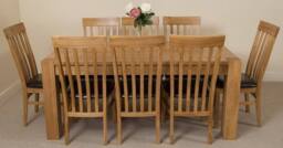 Thats Furniture Kuba 180 x 90 cm Chunky Oak Dining Table & 8 Harvard Chairs in Brown - thumbnail 2