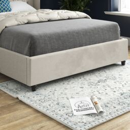 Casani Volta Straight Winged Upholstered Soft Velvet Bed Frame in Cream - Size: King - thumbnail 3