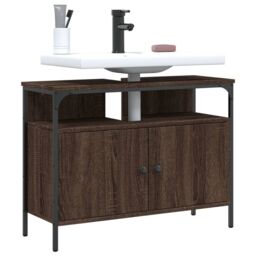 Berkfield Home Bathroom Sink Cabinet Brown Oak 80x30x60 cm Engineered Wood - Size: 80 x 30 x 60 cm - thumbnail 1