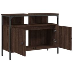 Berkfield Home Bathroom Sink Cabinet Brown Oak 80x30x60 cm Engineered Wood - Size: 80 x 30 x 60 cm - thumbnail 6