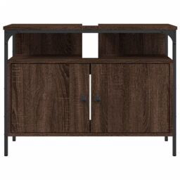 Berkfield Home Bathroom Sink Cabinet Brown Oak 80x30x60 cm Engineered Wood - Size: 80 x 30 x 60 cm - thumbnail 5