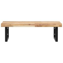 Berkfield Home Basin Shelf Wall Mounted Steel & Solid Wood Acacia in Brown - thumbnail 4