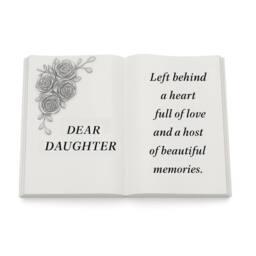 David Fischhoff 3D Graveside Memorial Rose White Book Ornament - Daughter - thumbnail 1