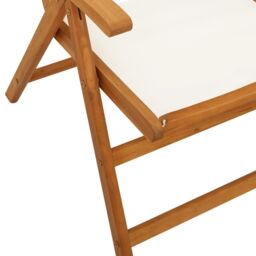 Berkfield Home Reclining Garden Chairs 4 pcs Cream White Fabric & Solid Wood - thumbnail 8