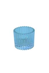 KDMD Blue Harrison Ribbed Glass Tealight Holder 4.5cm 10 Pack - thumbnail 2