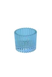 KDMD Blue Harrison Ribbed Glass Tealight Holder 4.5cm 10 Pack - thumbnail 1