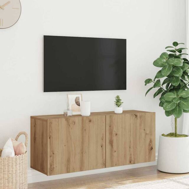 Berkfield Home TV Cabinet Wall-mounted Artisan Oak 100x30x41 cm in Brown - Size: 100 x 30 x 41 cm - image 1