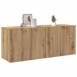 Berkfield Home TV Cabinet Wall-mounted Artisan Oak 100x30x41 cm in Brown - Size: 100 x 30 x 41 cm - thumbnail 4