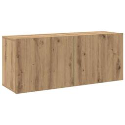 Berkfield Home TV Cabinet Wall-mounted Artisan Oak 100x30x41 cm in Brown - Size: 100 x 30 x 41 cm - thumbnail 3