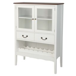 Costway Wooden Cupboard Buffet Wine Storage Cabinet Sideboard W/ 2 Tempered Glass Doors in White - thumbnail 6