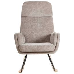 Wyld and Coco Taupe Fabric Rocking Chair - Rubberwood Frame with Metal Legs in Beige - thumbnail 3