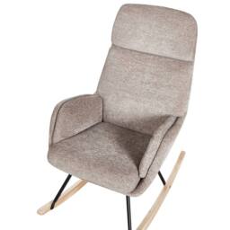 Wyld and Coco Taupe Fabric Rocking Chair - Rubberwood Frame with Metal Legs in Beige - thumbnail 6