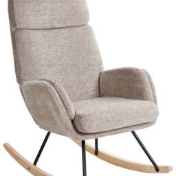 Wyld and Coco Taupe Fabric Rocking Chair - Rubberwood Frame with Metal Legs in Beige - thumbnail 2