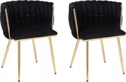 Hygrad Built to Survive Set of 2 Velvet Dining Chairs Luxury Gold Legs Padded Velvet Dining Office Chair in Black - thumbnail 5