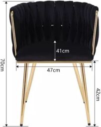 Hygrad Built to Survive Set of 2 Velvet Dining Chairs Luxury Gold Legs Padded Velvet Dining Office Chair in Black - thumbnail 6