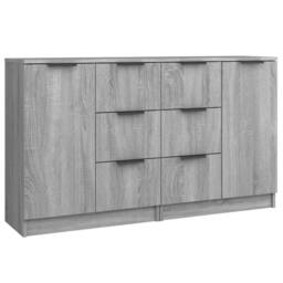 Berkfield Home Sideboards 2 pcs Grey Sonoma 60x30x70 cm Engineered Wood - Size: 60 x 30 x 70 cm