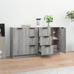 Berkfield Home Sideboards 2 pcs Grey Sonoma 60x30x70 cm Engineered Wood - Size: 60 x 30 x 70 cm - thumbnail 3