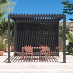 sweeek Louvered Pergola Aluminium 3 X 3m V2 + 3m Blind in Grey - thumbnail 1