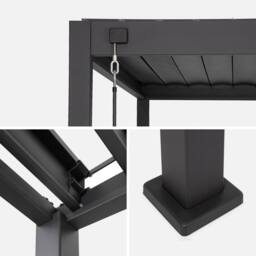 sweeek Louvered Pergola Aluminium 3 X 3m V2 + 3m Blind in Grey - thumbnail 6