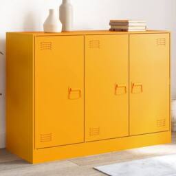 Berkfield Home Sideboard Mustard Yellow 99x39x73 cm Steel - Size: 99 x 39 x 73 cm - thumbnail 2