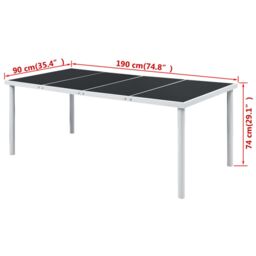 Berkfield Home Garden Table 190x90x74 cm Black Steel - Size: 190 x 90 x 74 cm - thumbnail 3