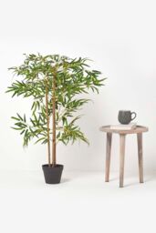 Homescapes Luxury 100cm Artificial Bamboo Tree Real Wood Stem Plant, Black Pot in Green - thumbnail 6