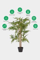 Homescapes Luxury 100cm Artificial Bamboo Tree Real Wood Stem Plant, Black Pot in Green - thumbnail 5