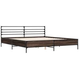Berkfield Home Durable Bed Frame without Mattress Brown Oak 200x200 cm - thumbnail 1