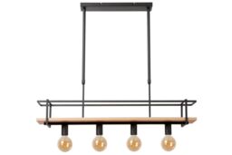 Lucide 'MILONGA' Dimmable Stylish Scandinavian Hanging Pendant Light 4xE27 in Black - thumbnail 2