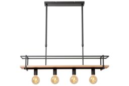 Lucide 'MILONGA' Dimmable Stylish Scandinavian Hanging Pendant Light 4xE27 in Black - thumbnail 1