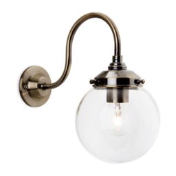Netlighting Victoria 1 Light Wall Light Antique Brass Clear Glass Shade E27 in Gold