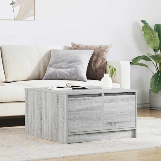 Berkfield Home Coffee Table with Drawers Grey Sonoma 70.5x70x40 cm - image 1