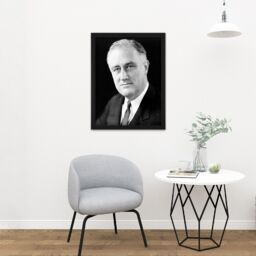 "Artery8 Wall Art Print Portrait President FDR Franklin Roosevelt Photo Large Framed Wall Décor Art in White - Size: W18"" x H24""" - thumbnail 2